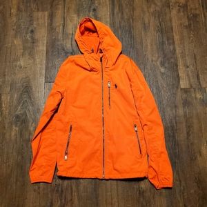 Polo Ralph Lauren XS Orange Rain Jacket Weather Proof Zipper Pockets Mens